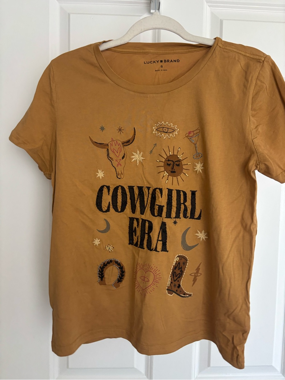 Lucky Brand Mustard 'Cowgirl Era' Graphic Short Sleeve Tee